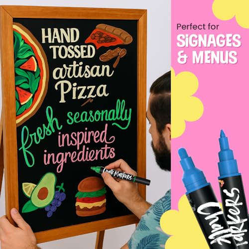 Chalkola Dual Tip Liquid Chalk Markers for Blackboard - (30 Pack, 1mm Fine Tip +5mm Bold) | Wet Erase, Erasable Chalkboard Markers, Chalk Pen for Signs, Car Windows, Wall Calendar, Glass, Board - style: Dual Tip - 1mm+5mm