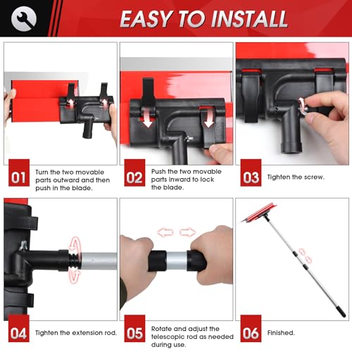 suokoun Drywall Skimming Blade Set, 10, 16 & 24 Inch Skimming Blade with 28-62 Inch Extension Handle, Professional Drywall Finishing Tools for Drywall/Wallboard - size: 10+16+24inch