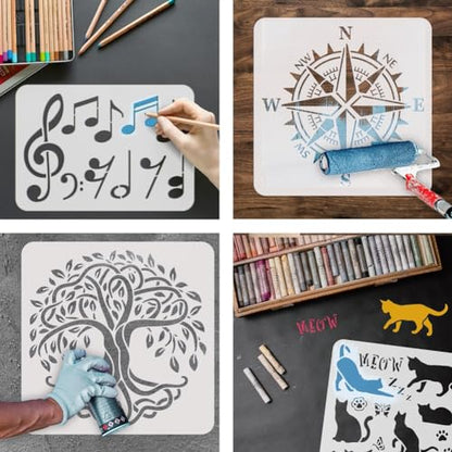 FINGERINSPIRE 4 PCS Single Tulip Stencils for Painting 5.9x5.9inch Tulip Flowers Templates Decorative Tulip Stencils Plastic PET Flowers Drawing Templates Plant Theme Stencils for Furniture Decor
