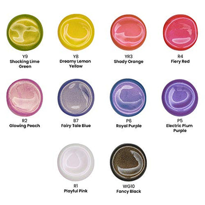 ARTEZA Iridescent Acrylic Paint Set, 10 Galaxy Tones, 60 ml / 2 fl oz Bottles, Shimmer Water-Based Paints for Canvas, Wood, Rocks, Fabric, Paper, and Mixed Media - style: 10 x 60ml (2 fl oz) Galaxy Tones