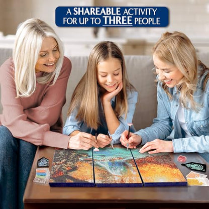 ArtSkills Diamond Painting Kit, Diamond Art on Framed Canvas with Gem Storage Case and Accessory Kit, Waterfall, 3 Stretched Canvas Panels, 14” x 7” Each - color: Waterfall