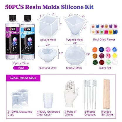 Bundle Set of 16OZ Epoxy Resin Molds Silicone Kit and 8oz Silicone Mold Making Trial Kit