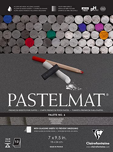 Clairefontaine Pastelmat Glued Pad - Palette No. 6 - (7 x 9 1/2 Inches) 18 x 24 cm - 360g - 12 Sheets - Charcoal Grey - color: Charcoal Grey, size: 18 x 24 CM