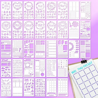 Yazhiji 36 PCS Journal Diary Stencils, Planner Stencils for Junk Journal Notebook Diary Scrapbooking DIY Supplie Drawing Template Journal Stencil 4x7 Inch