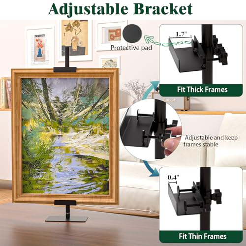 2 Pieces Tabletop Easel Stand, 31" H/1.7" T Adjustable Picture Frame Stands for Display,Metal Tablet Top Easel Picture Frames Stand, Canvas Frame Easel, Black Stand for Sign,Photo,Art,Painting