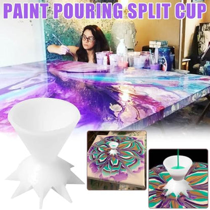 TOPINCN 7 Funnel Split Cup for Acrylic Paint, Flower Pattern Pouring Cup Multifunctional Suitable for Fluid Art Techniques Painting Accessories (White), Default, TOPINCNn53ydroxiw-66