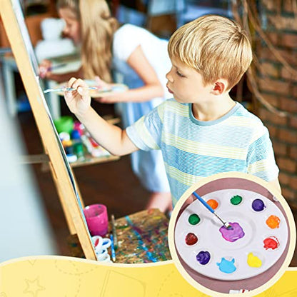 200 Pack Paint Palettes Bulk Plastic Paint Tray Palette 6.7 Inch Round Washable White Palette with 10 Wells 1 Center Reservoir Classroom Art Supplies Teacher School Painting Projects