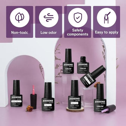 JODSONE 36 Pieces Gel Nail Polish Set U V Light Nail Drill Beginner Set Glossy Surface Easy To Apply Matte Texture All-In-One Manicure Kit - color: 32KIT 1G 01-A 107P