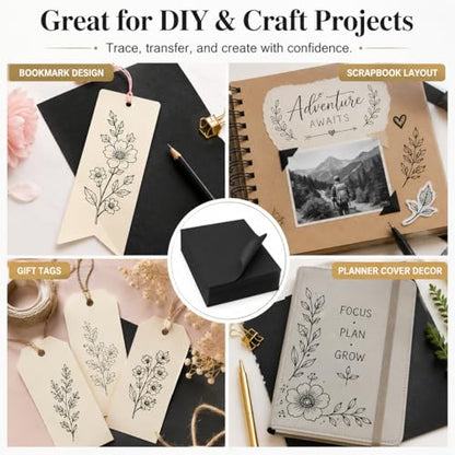 Carbon Paper for Tracing Graphite Transfer-Paper - PSLER 30 Pcs Black Graphite Paper for Tracing Drawing Patterns on Wood Projects Canvas Fabric Artist Lettering Sketch Drawing A4 8.27 X 11.81 Inch