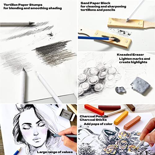 ArtSkills Sketch Kit, Art Sets for Adults with Pencil Set and Charcoal Art Supplies, Shading Pencils for Sketching, Charcoal for Drawing, Professional Drawing Pencils, 39 Pc