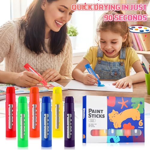 Gilprop 30 Sets Tempera Paint Sticks for Kids and Student 180 Pcs 6 Colors Washable Quick Drying Art Solid Tempera Paint Stick Bulk Crafts Supplies for Children Toddler Classroom School Favors