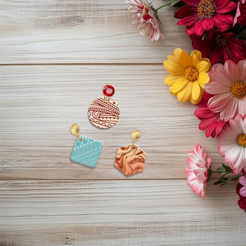 CHGCRAFT 16 Pcs 16 Style Artistic Pattern Polymer Clay Texture Sheets Musical Note Silicone Clay Texture Mat Modeling Pattern Pad Sheets for Jewelry and Earrings Tools, 5.5x5.5 inch