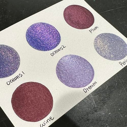 IUILE Handmade Watercolor Paints - Purple Half Pan Set (6 colors) - color: Purple