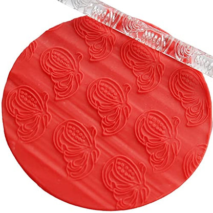 Rengue Acrylic Rolling Pin with 28 Patterns, Compliant Material, Comfortable Grip, 16 X 1 Cm, Lightweight for Dough and Pastry Acrylic Rolling Pin with 28 Patterns, Nan Kitchen (#20) - size: 52010 butterfly