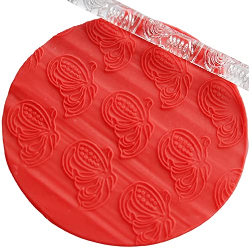 Rengue Acrylic Rolling Pin with 28 Patterns, Compliant Material, Comfortable Grip, 16 X 1 Cm, Lightweight for Dough and Pastry Acrylic Rolling Pin with 28 Patterns, Nan Kitchen (#20) - size: 52010 butterfly