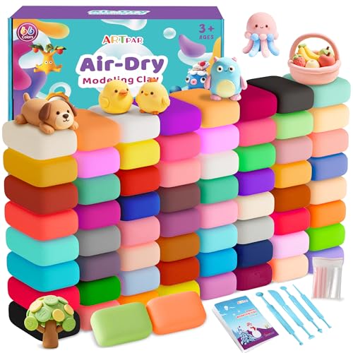 ARTPAR Air Dry Clay 66 Colors,Modeling Clay for Kids,DIY Molding Magic Clay Kit with Sculpting Tools,Soft & Ultra Light, Art and Crafts Toys for Boys & Girls 3-12 Years Old. - color: 66 Colors
