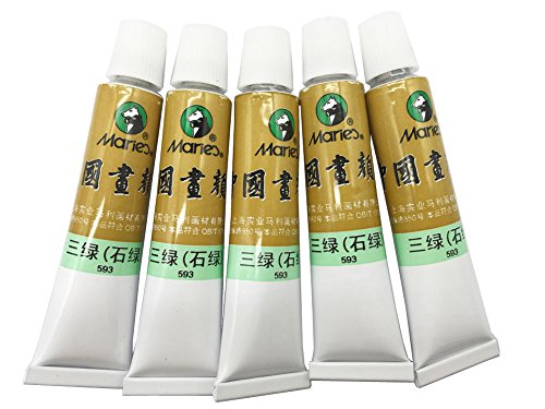 Easyou Marie's Big Size Chinese Painting Color Tubes Watercolor Drawing 12ml*5pcs No. 593 Green Label Three - color: Mc593GreenLabelThreeSanlv