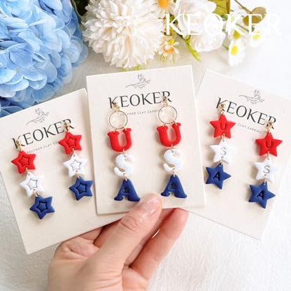 KEOKER 4th of July Clay Cutters for Earrings - 16 Pcs fourth of July polymer clay cutters, Independence Day Stars Clay Earring Cutters - color: Colourful