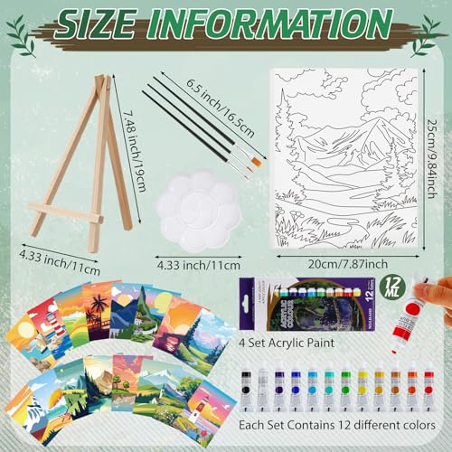 Zhanmai 88 Pcs 8 x 10 Inch Pre Drawn Canvas for Painting Kit Pre Stretched Canvas for Sip and Paint Party Favor Coloring DIY Virtual Party Birthday Gifts Adult's Date Night(Natural Scenery) - style: Natural Scenery
