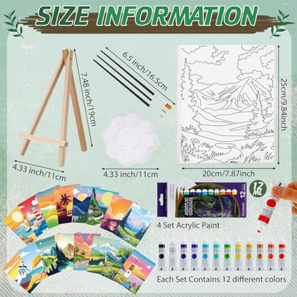 Zhanmai 88 Pcs 8 x 10 Inch Pre Drawn Canvas for Painting Kit Pre Stretched Canvas for Sip and Paint Party Favor Coloring DIY Virtual Party Birthday Gifts Adult's Date Night(Natural Scenery) - style: Natural Scenery