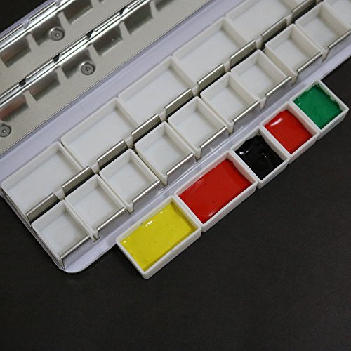 FCLUB Empty Watercolor Pans, 20 Full (3ml) & 20 Half Pans (2ml) | Refillable Plastic Pans, White Paints Pans, Fits Metal Watercolor Tins, DIY Palettes, For Homemade Watercolors Soild Paints - style: 20Pcs Full Pans and 20Pcs Half Pans