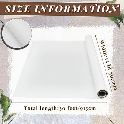 Kinlop 12 Inch x 30 Feet Double Primed Cotton Canvas White Canvas Roll for Oil and Acrylic Paint - color: White, size: 12 Inch X 30 Feet
