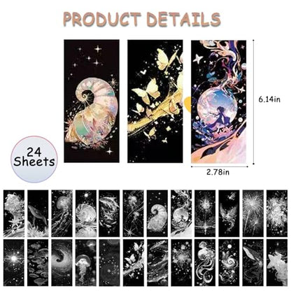 Animal Scratch Off Bookmarks - 24 Pack Rainbow Magic Reveal Bookmark Set for Readers. 6 x 2.7inch DIY Art Craft Kit, Unique Gifts, Book Lovers, Fun Party Favor, Calming Activity - style: Animal Bookmark I