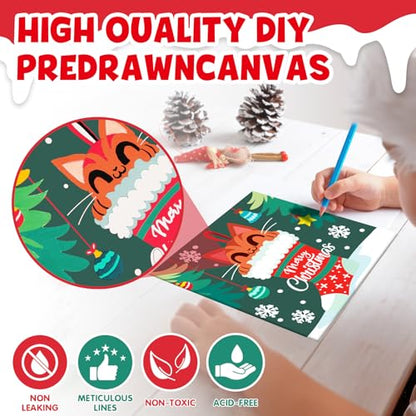 conda Pre Printed Canvas for Painting 12 Pcs 6 x 6 Inch, Pre Drawn Canvas Boards with Christmas Pictures to Paint, Theme Canvas Panels Set for Beginners Students, DIY Paint Art Supplies - color: Christmas Canvas