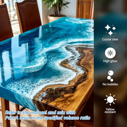 KISREL 0.5-Gallon Deep Pour Hardener—High-Transparency Part B Epoxy Resin, for Deep-Pour Resin Projects, Crystal-Clear Casting Resin for Tabletops, River Tables, and Wood Fillers - size: Only 0.5Gallon Hardener
