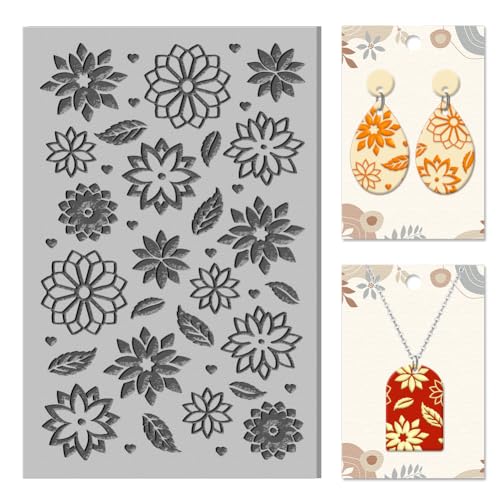CHGCRAFT Dahlia Polymer Clay Texture Sheets Leaves Art Flowers Rubber Clay Texture Mat Plant Modeling Pad Texture Sheets for Polymer Clay Making Earrings Jewelry - style: Dahlia