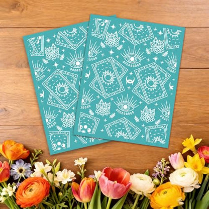 2 Sheets Tarot Theme Silk Screen Stencil, Mystical Eyes Self-Adhesive Silk Screen Printing Stencils Reusable Mesh Stencil for Painting on Wall, Wood, T-Shirt, Home Craft Decor - style: Mystical Eye