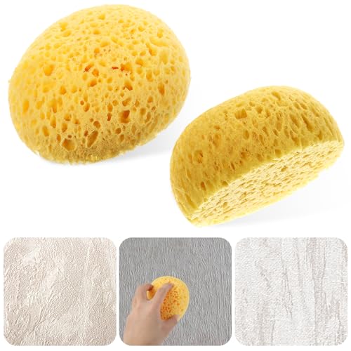 Mabor 2Pcs Texture Sponges, Sponge for Patch/Repair Ceiling Drywall Wall | Round Clay Sponges for Pottery, DIY Painting Ceiling Wall Texture