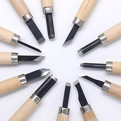 Wood Carving Knife Set, 12 Pcs Carving Tools for DIY Sculpture Beginners