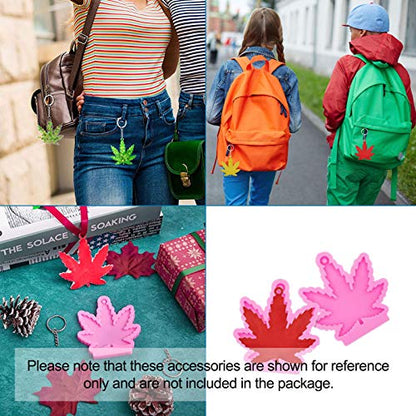 Craftdady 7pcs Key Chain Pendant Silicone Molds Maple Leaf Butterfly Ribbon Heart Cross Cactus Resin Casting Molds with Key Rings Jump Rings for Keychain Jewelry Craft Making - color: Pink