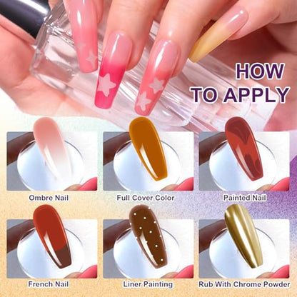 Gradient Painting Gel, 9 Colors Ombre Gel Nail Polish Dark Beown Green for Pigment Pat Aura Nails, French Manicure DIY Nail Art Long Lasting Soak od UV Home Salon Palette Ancient City - color: Ancient City