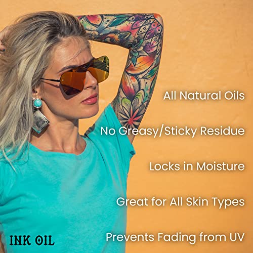 Ink Oil Tattoo Aftercare - Organic Tattoo Oil for Healing - Natural Tattoo Aftercare Lotion with Therapeutic Grade Essential Oils - High-Grade Tattoo Healing Oil for Fresh & Healed Tattoos