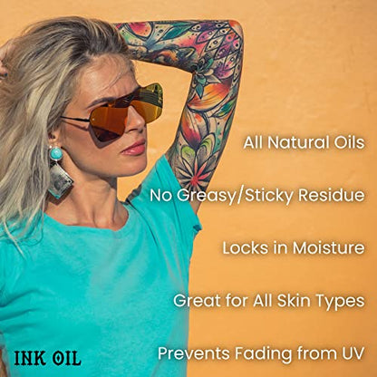 Ink Oil Tattoo Aftercare - Organic Tattoo Oil for Healing - Natural Tattoo Aftercare Lotion with Therapeutic Grade Essential Oils - High-Grade Tattoo Healing Oil for Fresh & Healed Tattoos
