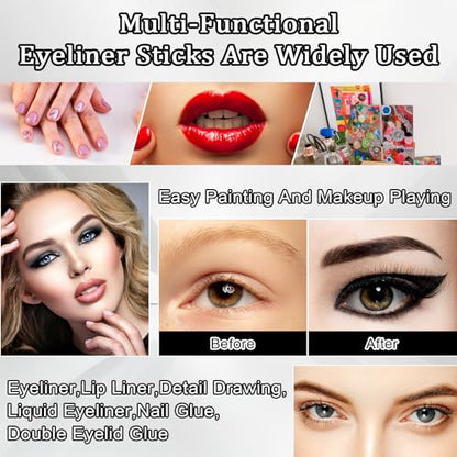 cobee 100 Pcs Disposable Eyeliner Brush Set, Cosmetic Eye Liner Applicator Ultra-fine Point Eyelash Brush Wands Cosmetic Makeup Tool for Lip Liners Eyelashes Detail Painting