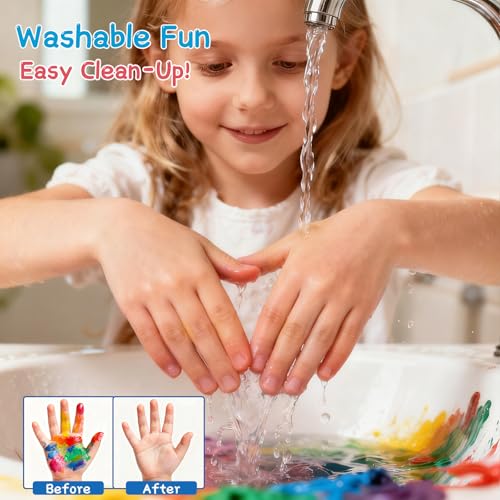 Washable Paint Set, 10 Colors x 60ml (2 fl oz) Squeeze Bottles, Non-Toxic Craft Paint for Paper, Posters, Classroom Art & DIY Projects - color: 10colors