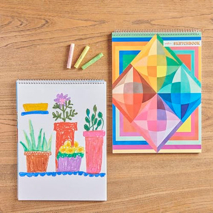 eeBoo: Rainbow Colors Spiral Bound Blank Sketchbook - 60 Pages, 140 GSM/95 LB Paper, 8.5x11, Eco-Friendly, Kids Art Supplies - style: Rainbow Colors