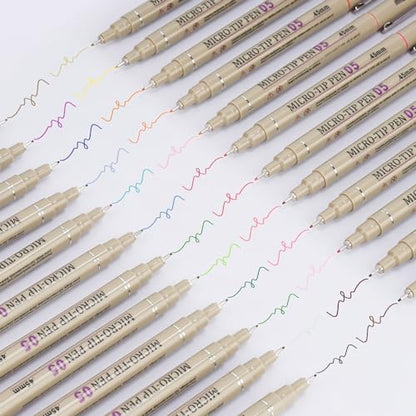 [24 Colors] 05 Micro, Fineliner Pen Set Ink, Fine Point Pen,Multi-liner, Sketching, Anime,Artist Illustrating/Technical Drawing, Office Documents… - color: 24 Colors