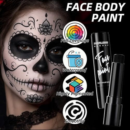 Black Face Paint Stick Waterproof Eye Black Baseball Smooth SmudgeProof Body Paint High Pigment for Sports Events Halloween SFX Makeup Skull Skeleton Witch and Dark Character Looks - color: Black