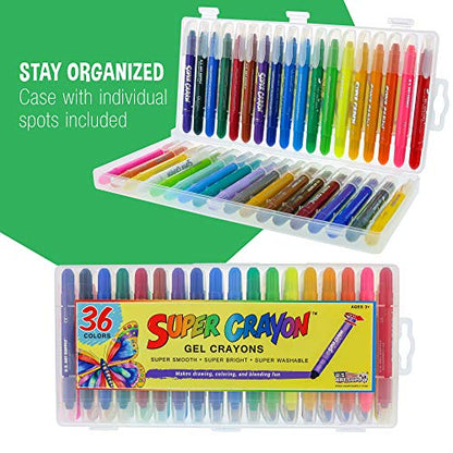 U.S. Art Supply Jumbo Twistable Crayons Set of 36 Colors - Silky Gel Twistable Washable Crayons for Coloring Books, Arts & Crafts, Non Toxic Twist Up Easy Glide - Bright, Bendable, Blendable
