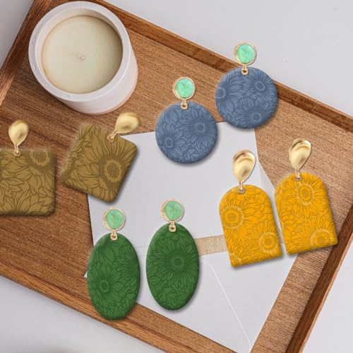 CHGCRAFT Polymer Clay Texture Sheet Sunflower Silicone Texture Stamp Polymer Clay Modeling Pattern Pad for Jewelry Earring Making DIY Craft, 5.5x5.5inch - style: Sunflowers
