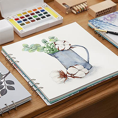 Watercolor Sketchbook - Watercolor Paper Sketch Book | Cold Press | 7.7 x 7.7 in, 20 Sheets, 140lb (300gsm) Heavyweight Paper | Loose-Leaf Binding, Lay Flat Water Journal, for Kids, Amateur - color: Rose