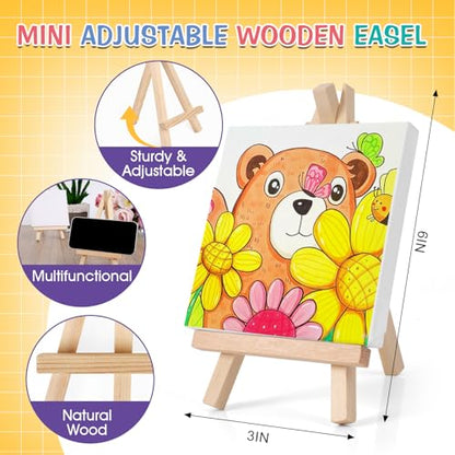 ESRICH 5 Set Mini Acrylic Paint Set,Minis Canvas Painting Kit,St. Patrick's Party Gifts,4 * 4in Canvas with Easel,Acrylic Paints,Brush,Palette,Mini Easel with Canvas for Kids Adults Painting Party - size: 5 set 4 x 4 inches