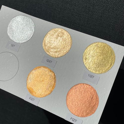 IUILE Handmade Watercolor Paints - Extra Fine Metallic Chrome Half Pan Set (5 colors) - color: Extra Fine Chrome