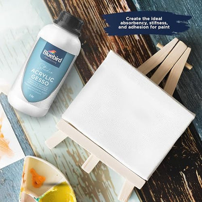 BLUEBIRD Studio Acrylic Gesso - Liquid Gesso Primer for Arylic Painting, Surface Prep Medium (White, 33.8 Fl Oz) - color: White, size: 33.8 Fl Oz (Pack of 1)