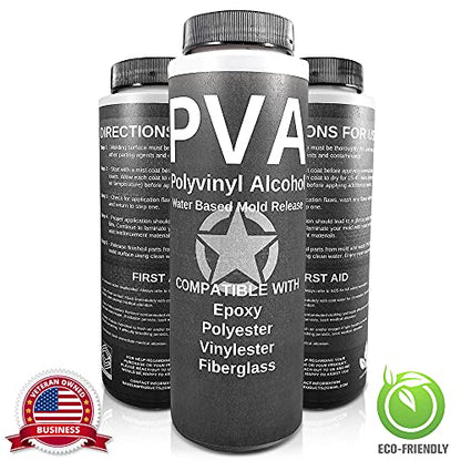 PVA Water Based Mould Release - Polyvinyl Alcohol Agent for Epoxy, Polyester, Vinyl Ester, Resin, Gel Coat, Polyurethane Foam, Silicone-Spray or Brush-On Film for Sculpture and DIY Projects