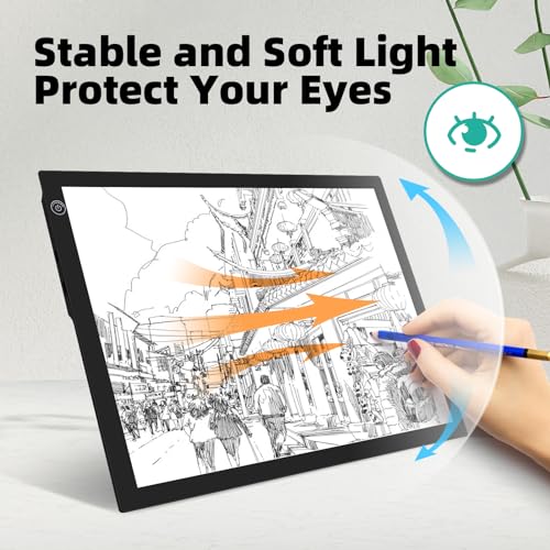 ME456 Rechargeable A4 Light Drawing Board, Lithium Battery Powered Light Pad, Adjustable Brightness LED Tracing Light Box Ideal for Diamond Art, Weeding Vinyl, Viewing Slides, Stenciling - style: A4 Rechargeable